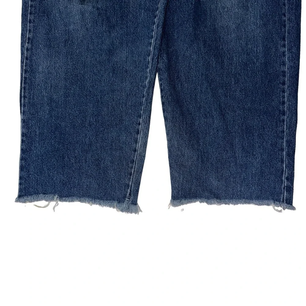 Vintage Boss Men's Jeans Y2K Baggy Blue Denim Frayed Raw Hem 39x29 Streetwear